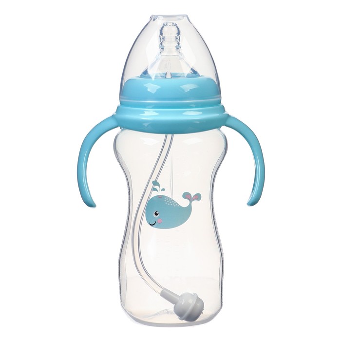 Бутылочка для кормления, ШГ Ø50мм,300 мл, +6мес., цвет голубой