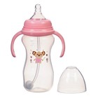 Бутылочка для кормления M&B, широкое горло Ø50 мм, от 6 мес., 300 мл., розовый - Фото 2