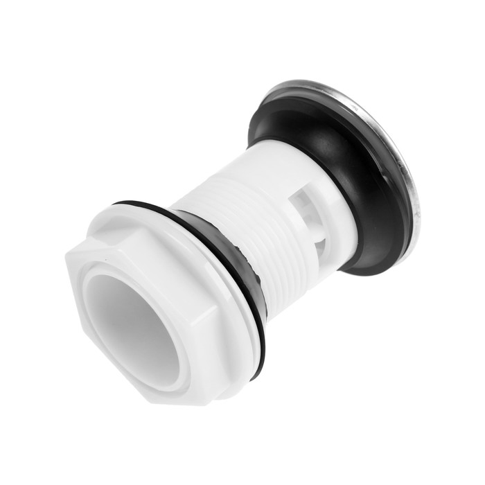 Донный клапан ZEIN BP3, корпус пластик, малая кнопка, нержавеющая сталь, с переливом
