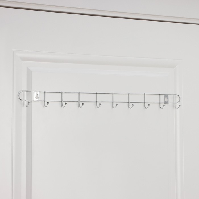 Вешалка настенная Доляна «Лето», 10 крючков, 55×5×3.5 см, хромированная - Фото 1