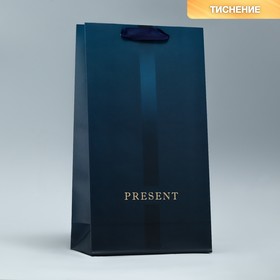 Пакет подарочный под две бутылки, упаковка, «Present», 35 х 20 х 9 см