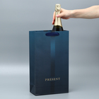Пакет подарочный под две бутылки, упаковка, «Present», 35 х 20 х 9 см - фото 9373546