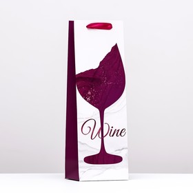 Пакет  под бутылку «Wine», белый 12 x 36 x 9 см