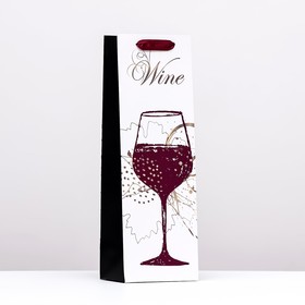 Пакет  под бутылку «Splash of wine», чёрно-белый 12 x 36 x 9 см