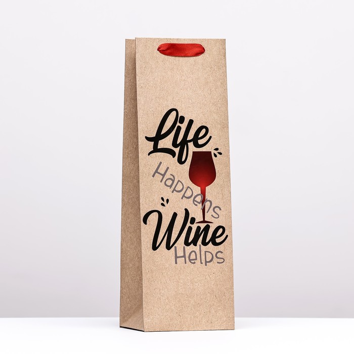 Пакет  под бутылку «Wine helps»,  12 x 36 x 9 см - Фото 1