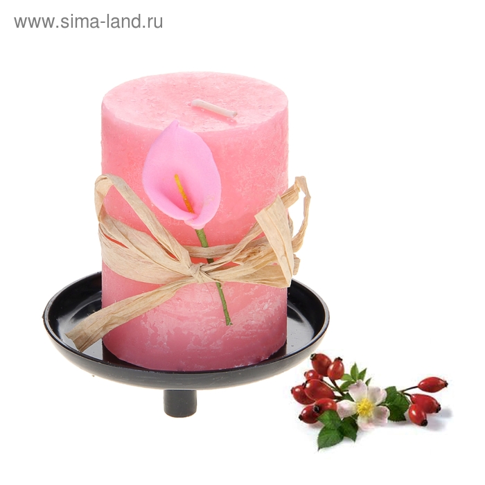 Свеча восковая на подставке "Иней", аромат шиповник - Фото 1