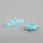 Подставка для маникюрных кистей и баночка для ликвида, цвет голубой - Фото 3