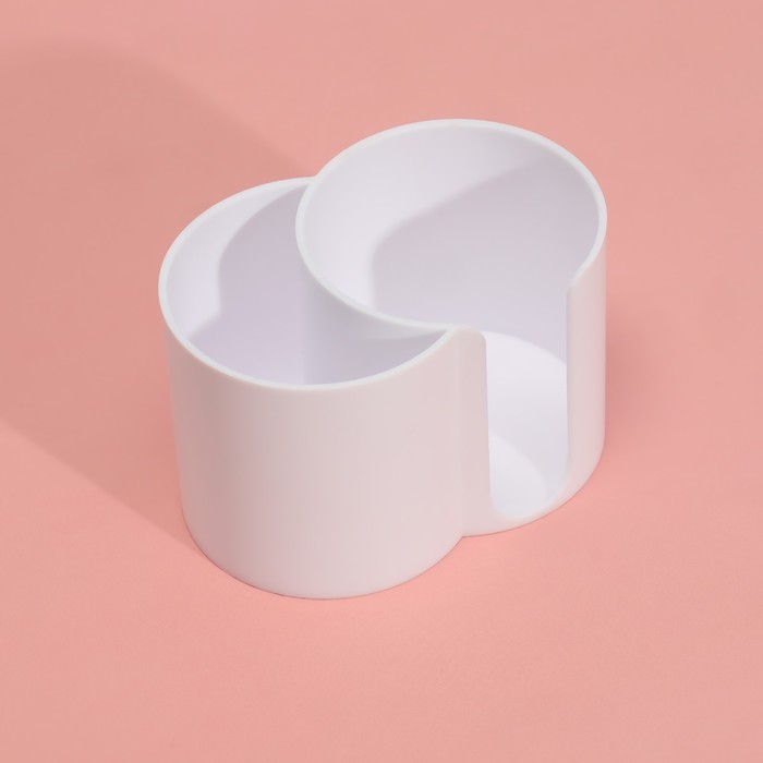 Органайзер для хранения ватных палочек и дисков, 2 секции, 9,5 × 6 × 6 см, цвет белый