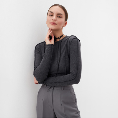 Лонгслив женский с декоративными швами MIST, размер 46, серый