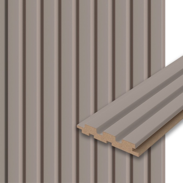 Панель стеновая реечная МДФ Sandgrau beats 2700×119×16 мм, цвет серо – коричневый - Фото 1