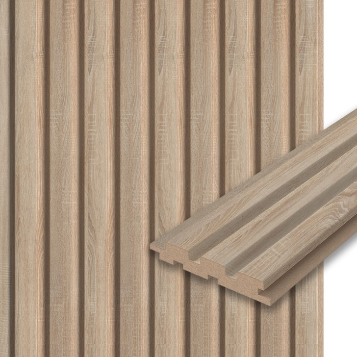 Панель стеновая реечная МДФ Beats, 2700×119×16 мм, цвет дуб сонома - Фото 1