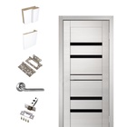 Комплект двери межкомнатной LINE 6, с комплектом фурнитуры, 600×2000 мм, экошпон, цвет ясень снежный/лакобель чёрный  (артикул 10342298)  большой выбор товаров оптом и в розницу по низким ценам с доставкой