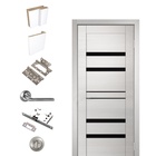 Комплект двери межкомнатной LINE 6, 800×2000 мм, экошпон, цвет ясень снежный/лакобель чёрный  (артикул 10342314)  большой выбор товаров оптом и в розницу по низким ценам с доставкой