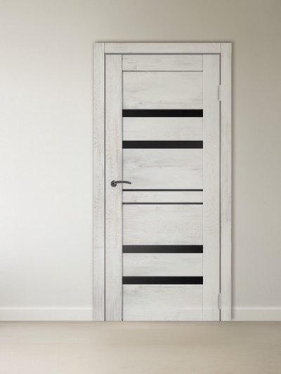 Комплект двери для санузла LINE 6, со стеклом, 900×2000 мм, экошпон, цвет ель альпийская/лакобель чёрный