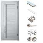 Комплект двери для санузла 270, со стеклом мателюкс, 800×2000×36 мм, экошпон, цвет ясень пепельный 10342363