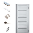 Комплект двери для санузла 282, со стеклом мателюкс, с комплектом фурнитуры, 800×2000×36 мм, экошпон, цвет ясень пепельный 10342376