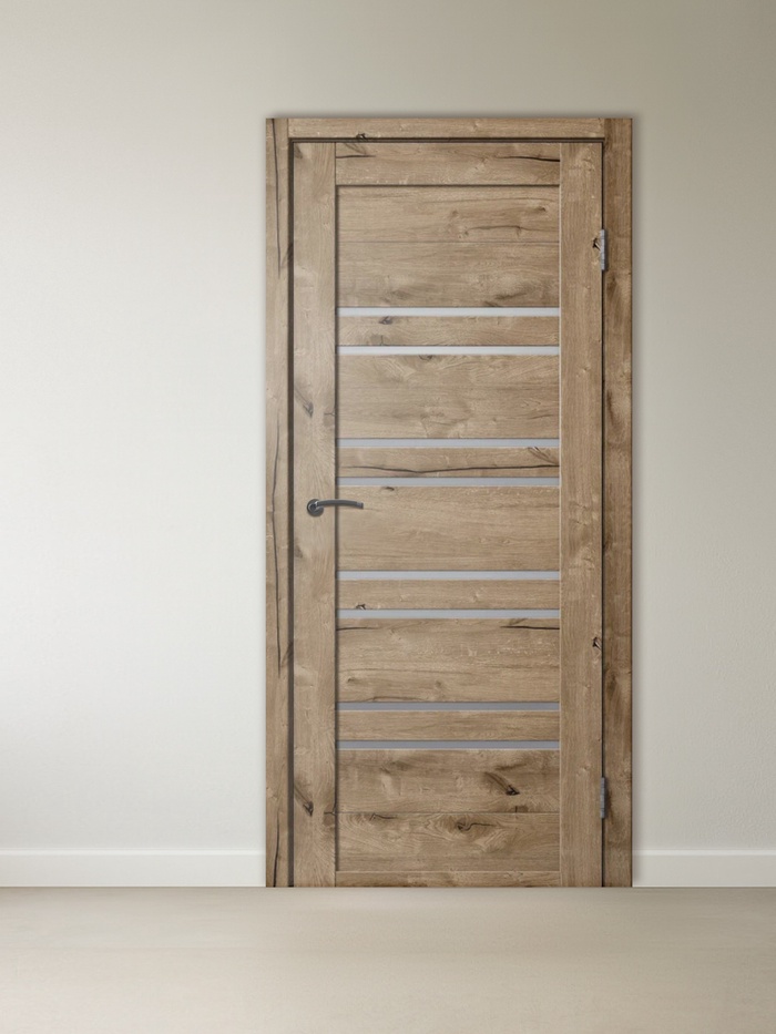 Комплект двери для санузла 282, со стеклом мателюкс, с комплектом фурнитуры, 800×2000×36 мм, экошпон, цвет дуб пацифик - Фото 1