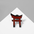Значок «Япония» врата, цвет чёрно-бордовый в чёрном металле - Фото 3