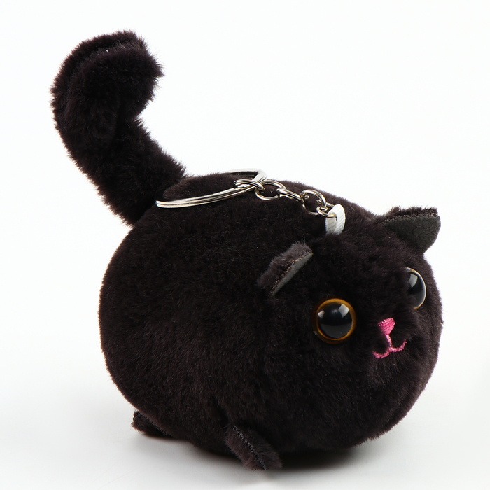 Мягкая игрушка "Кот" на брелоке, 8 см, цвет черный