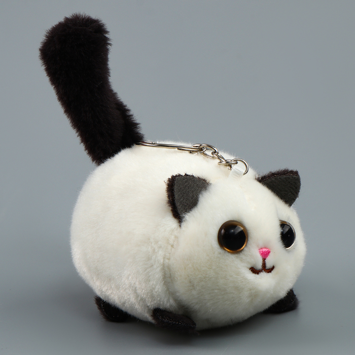 Мягкая игрушка "Кот" на брелоке, 8 см, цвет белый