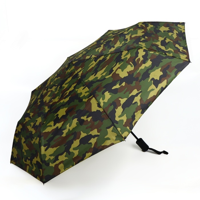 Зонт автоматический «Камуфляж», эпонж, 3 сложения, 8 спиц, R = 49 см, прорезиненная ручка, цвет МИКС