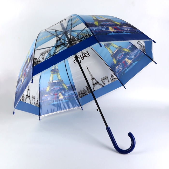 Зонт - трость полуавтоматический «Париж», 8 спиц, R = 41 см, рисунок МИКС