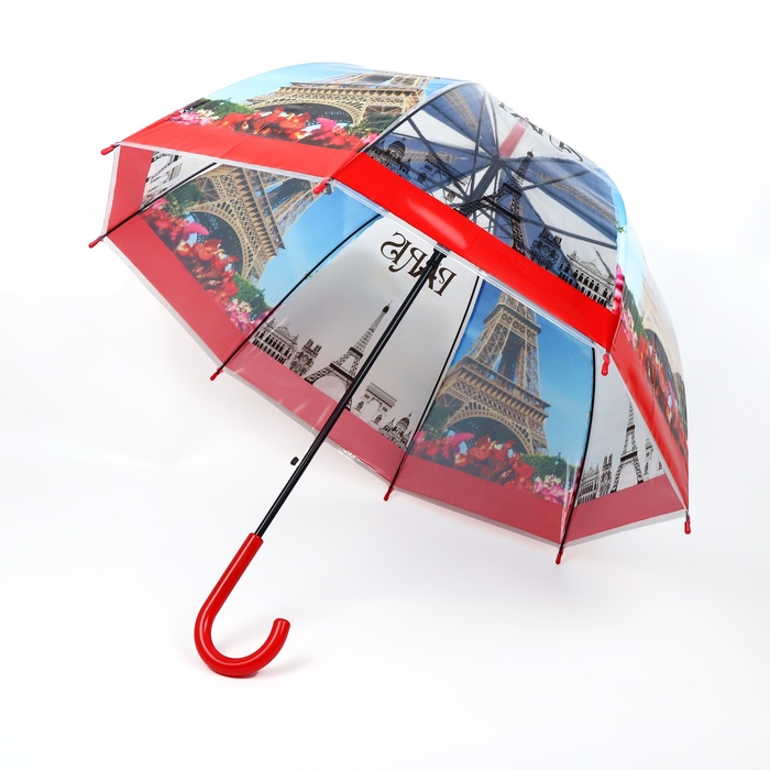 Зонт - трость полуавтоматический «Париж», 8 спиц, R = 41 см, рисунок МИКС - фото 1905156862