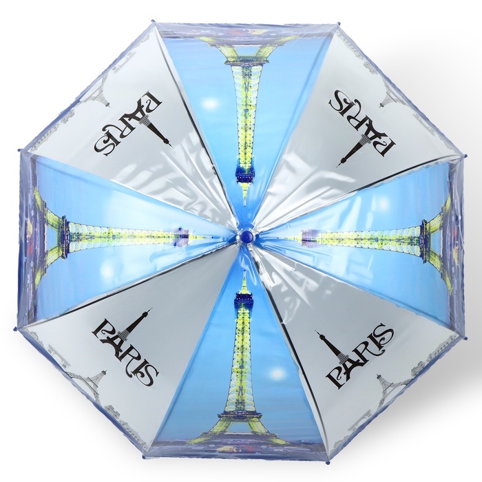 Зонт - трость полуавтоматический «Париж», 8 спиц, R = 41 см, рисунок МИКС