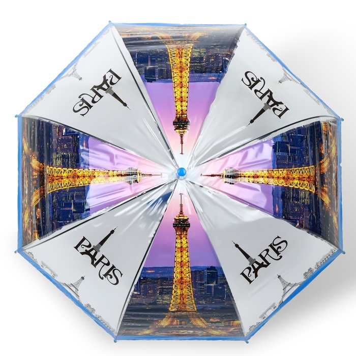 Зонт - трость полуавтоматический «Париж», 8 спиц, R = 41 см, рисунок МИКС - фото 1905156867