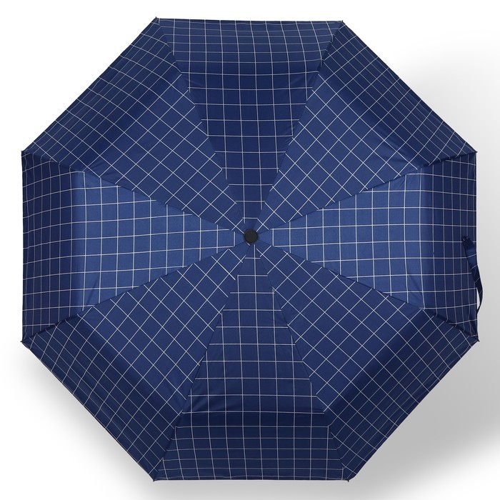 Зонт автоматический «Клетка», эпонж, 3 сложения, 8 спиц, R = 48 см, прорезиненная ручка, цвет МИКС