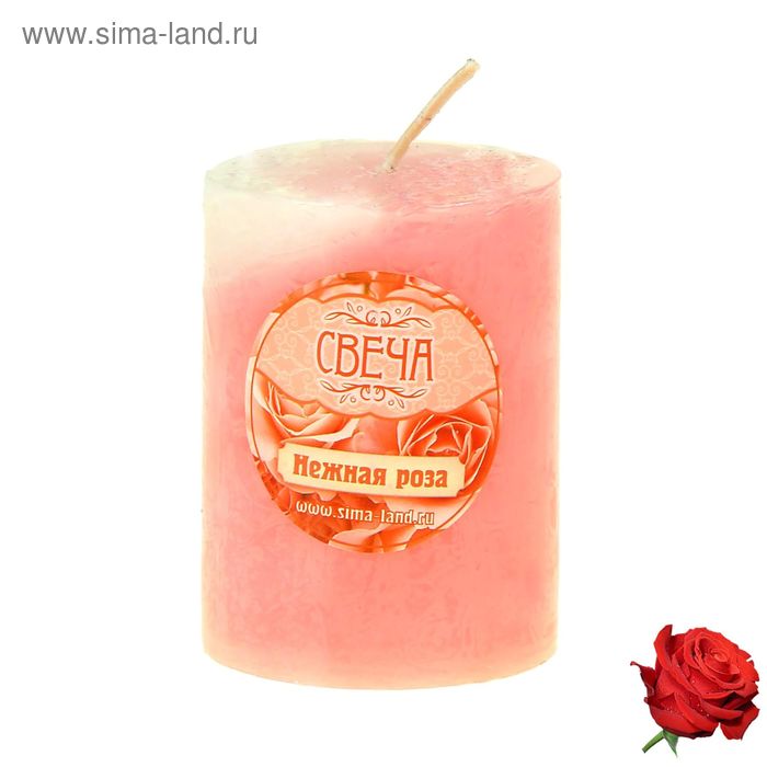 Свеча восковая "Столбик", аромат роза - Фото 1