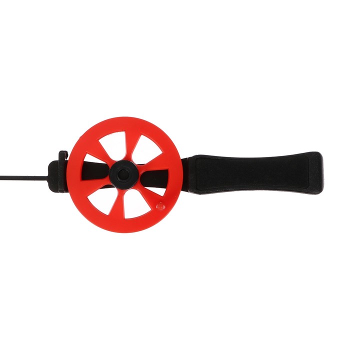 Удочка зимняя, ручка пластик, диаметр катушки 5.5 см, направляющая лески, красная, HFB-15