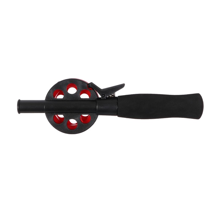 Удочка зимняя, ручка неопрен, диаметр катушки 5.5 см, длина 33 см, цвет красный, HFB-34