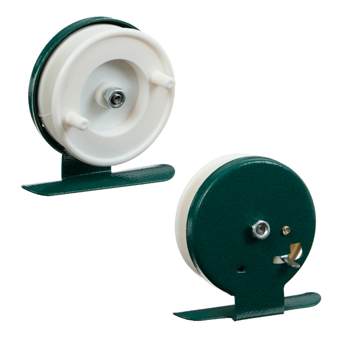 Катушка инерционная, металл пластик, диаметр 5 см, цвет белый-зелёный, 601