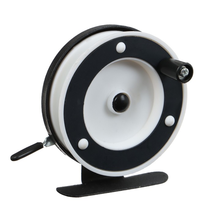 Катушка инерционная, металл пластик, диаметр 7 см, цвет черный белый, 801A