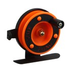 Катушка инерционная, металл пластик, диаметр 5 см, направляющая лески, черно-оранжевый, 601D - фото 9089964