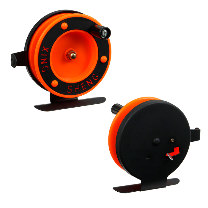 Катушка инерционная, металл пластик, диаметр 6.5 см, направляющая, черно-оранжевый, 701D
