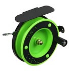 Катушка инерционная, металл пластик, диаметр 6.5 см, направляющая, черно-салатовый, 801D - Фото 3