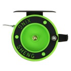 Катушка инерционная, металл пластик, диаметр 6.5 см, направляющая, черно-салатовый, 801D - Фото 4