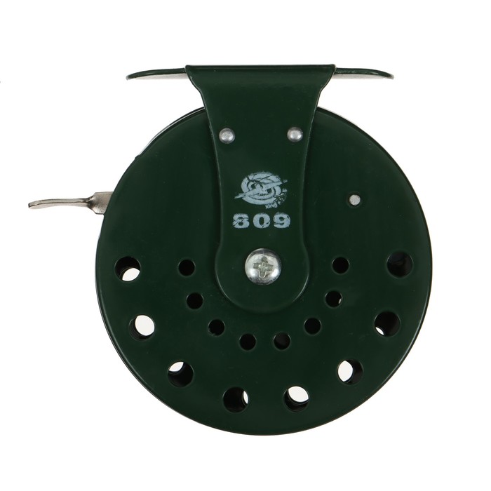 Катушка инерционная, металл, диаметр 7.5 см, цвет темно-зеленый, 809