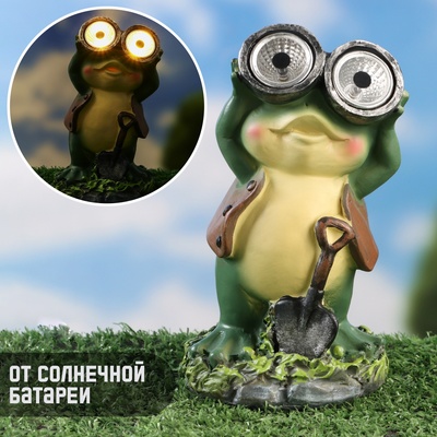 Садовый фонарь из полистоуна «Лягушонок с биноклем», 15×8×7 см
