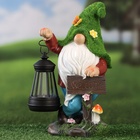 Садовая фигура - фонарь «Гном Welcome» 9×15×25 см, Greengo - Фото 14