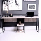 Стол письменный для двоих с полками "ENERGY loft", 74,2 х 181 х 54 см, чёрный, боб пайн - фото 24305857