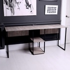 Стол письменный для двоих с полками "ENERGY loft", 74,2 х 181 х 54 см, чёрный, боб пайн - фото 24305850