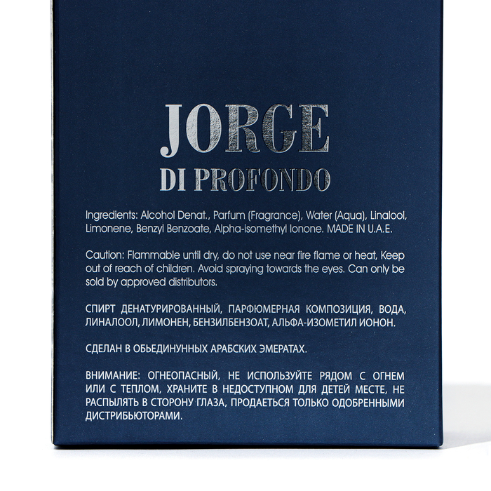 Парфюмерная вода мужская Jorge De Profondo (по мотивам Acqua Di Gio), 100 мл