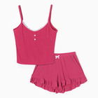Пижама женская (топ/шорты), цвет розовый, размер 42 - Фото 5