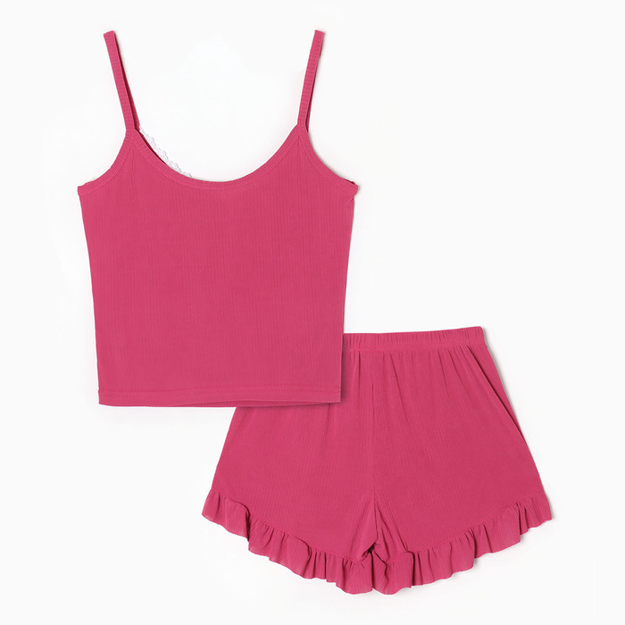 Пижама женская (топ/шорты), цвет розовый, размер 44