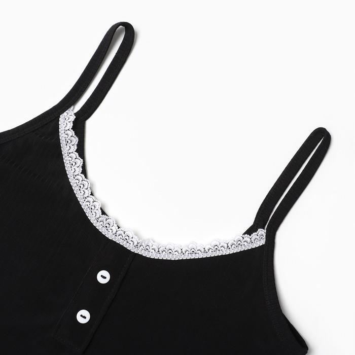 Пижама женская (топ/шорты), цвет чёрный, размер 42 - фото 1928519905
