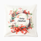 Наволочка декоративная новогодняя «Этель. Венок с бантом», 40×40 см, велюр - Фото 2