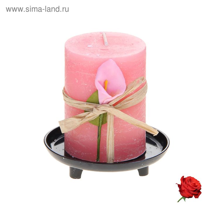Свеча восковая на подставке "Иней", аромат роза - Фото 1